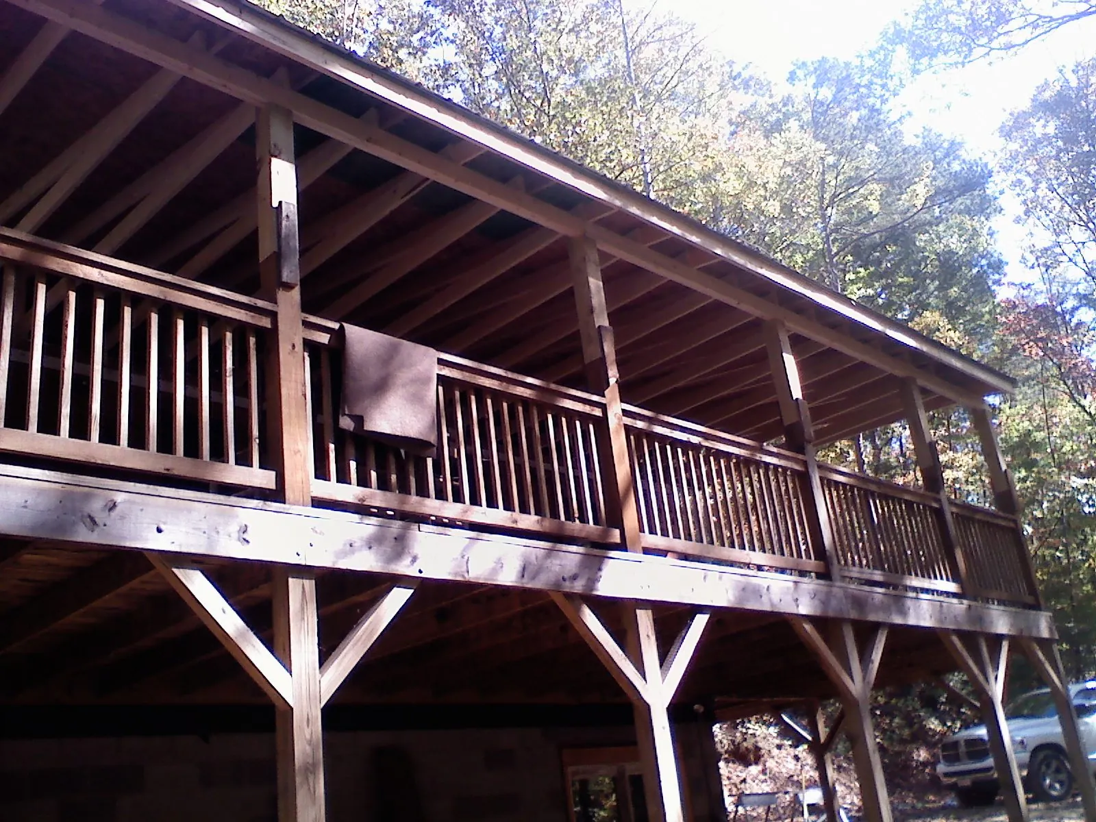 Timber framing under a new elevated porch and deck — Roof Leak Repair in Guthrie by Roofing Brothers